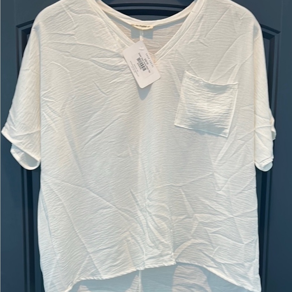 White V-Neck Women's Top